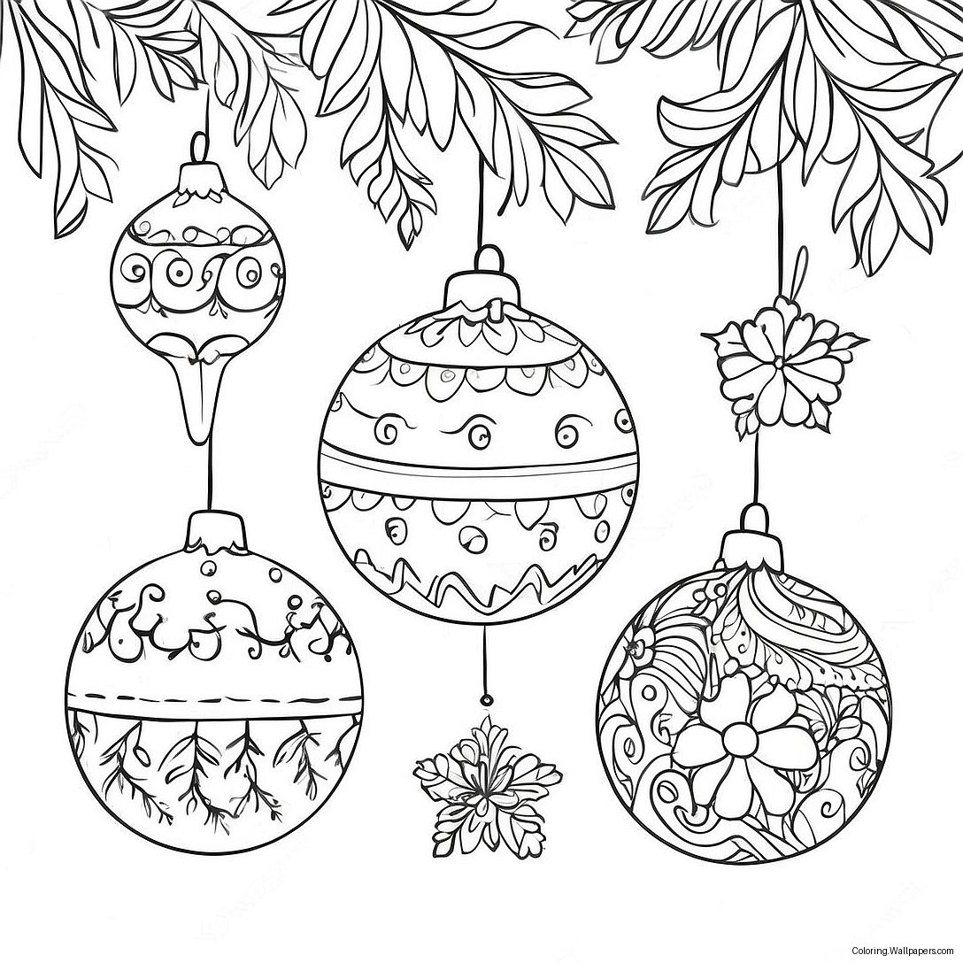 Charming Aesthetic Christmas Ornaments Coloring Page 21545