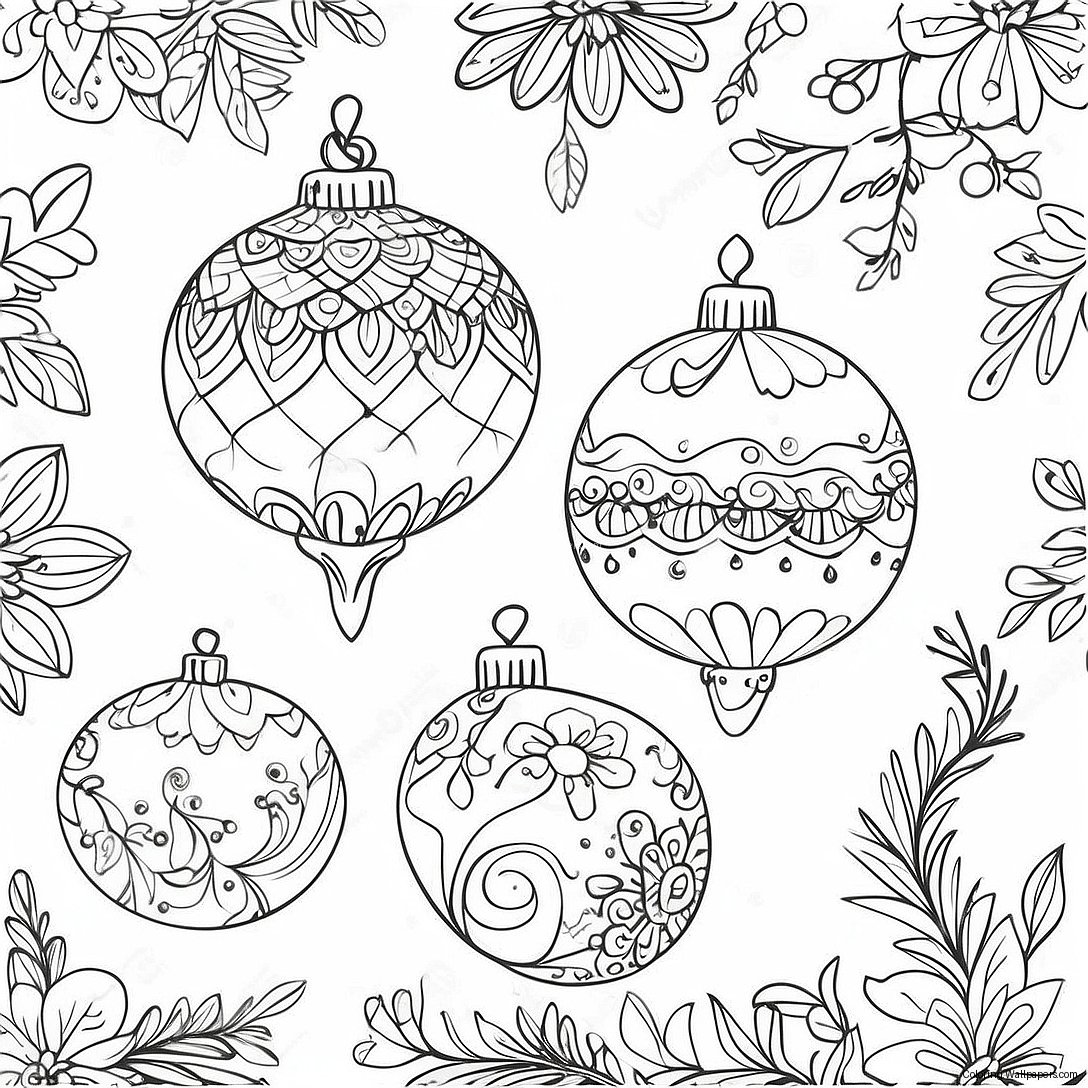 Charming Aesthetic Christmas Ornaments Coloring Page 21548