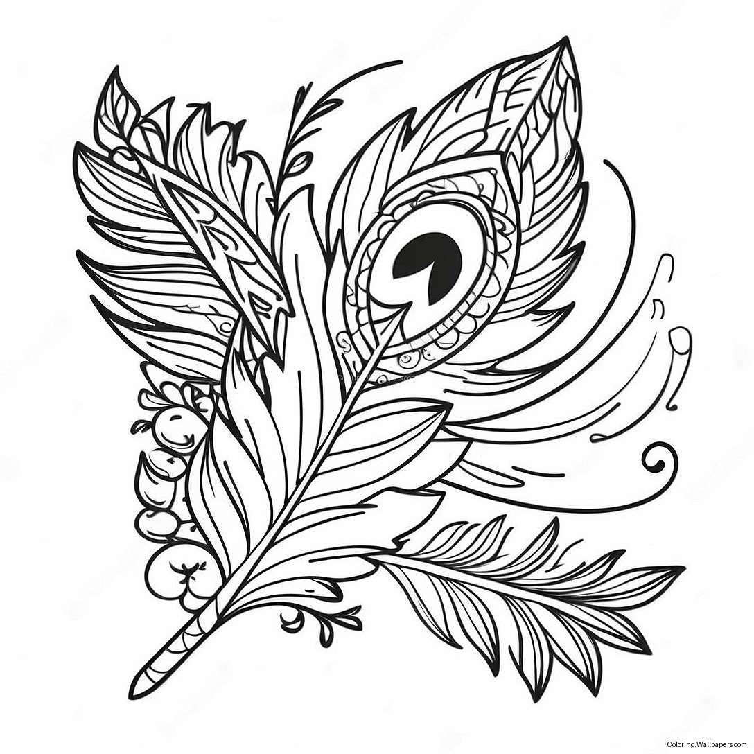 Charming Boho Feather Coloring Page 24448