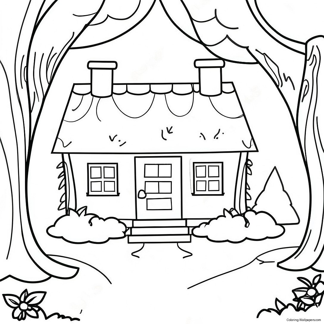 Charming Cottage In The Woods Coloring Page 55098