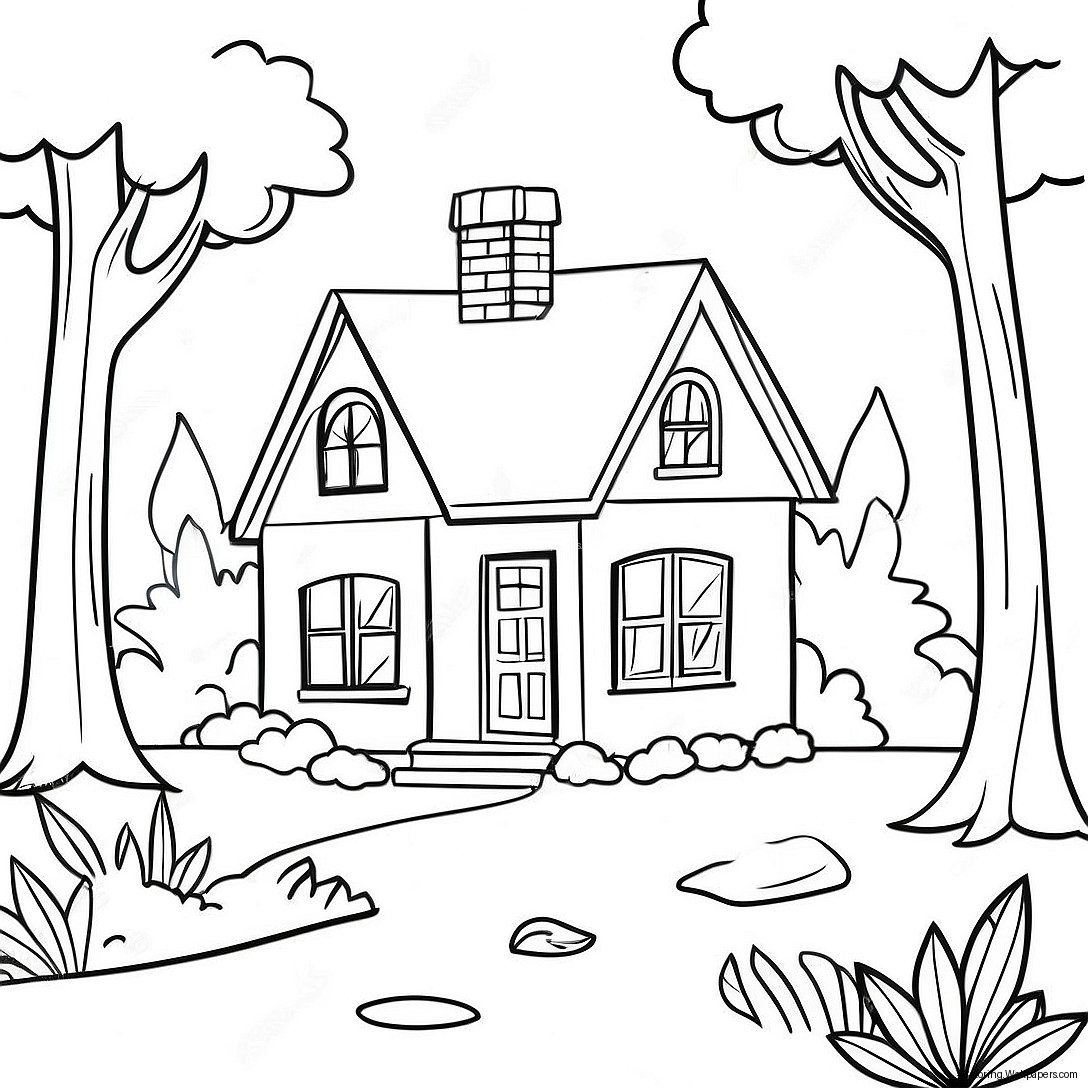 Charming Cottage In The Woods Coloring Page 55100
