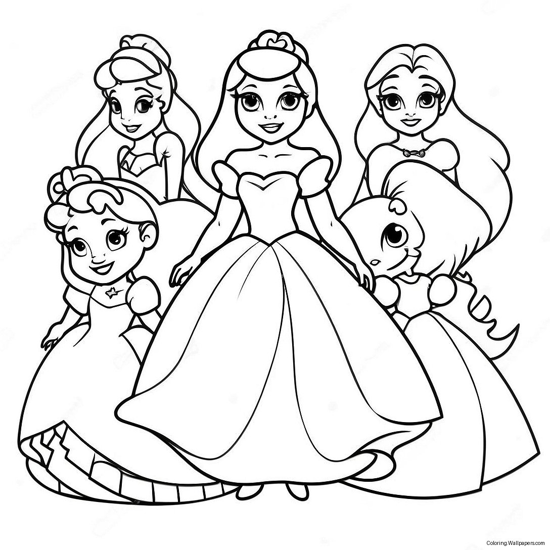 Charming Disney Princesses Coloring Page 45069