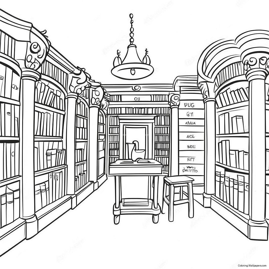 Charming La Prade Library Coloring Page 56849