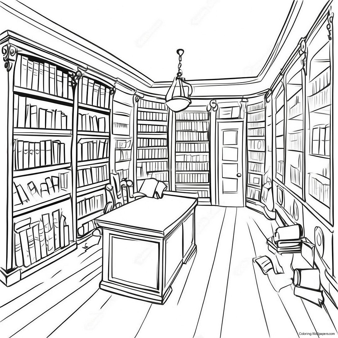 Charming La Prade Library Coloring Page 56850