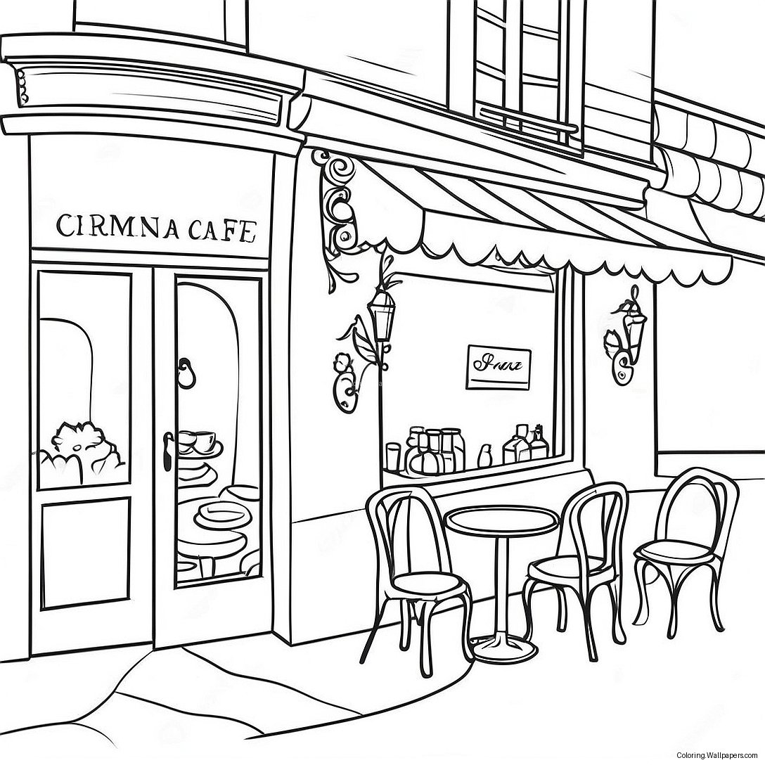 Charming Parisian Café Coloring Page 5691