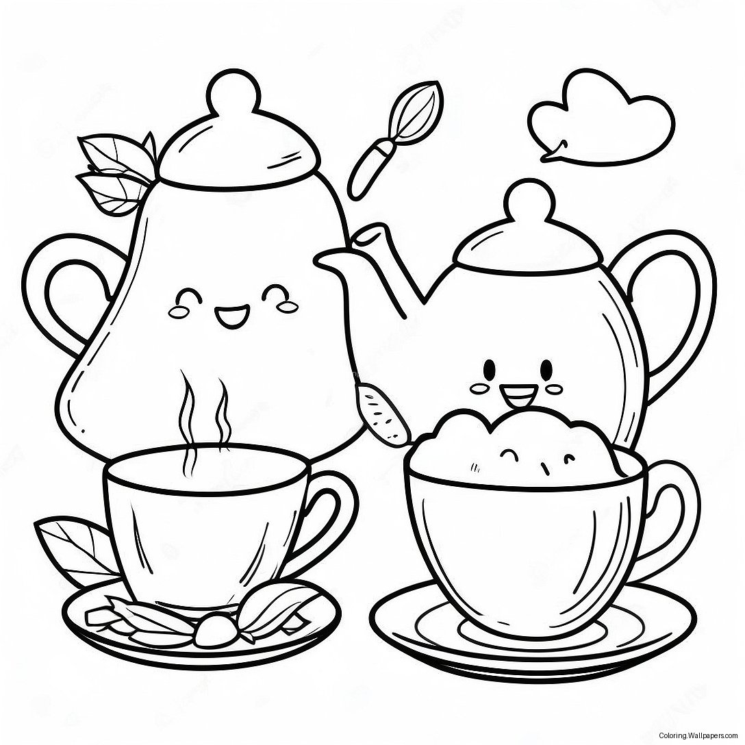 Charming Tea Party Coloring Page 28907