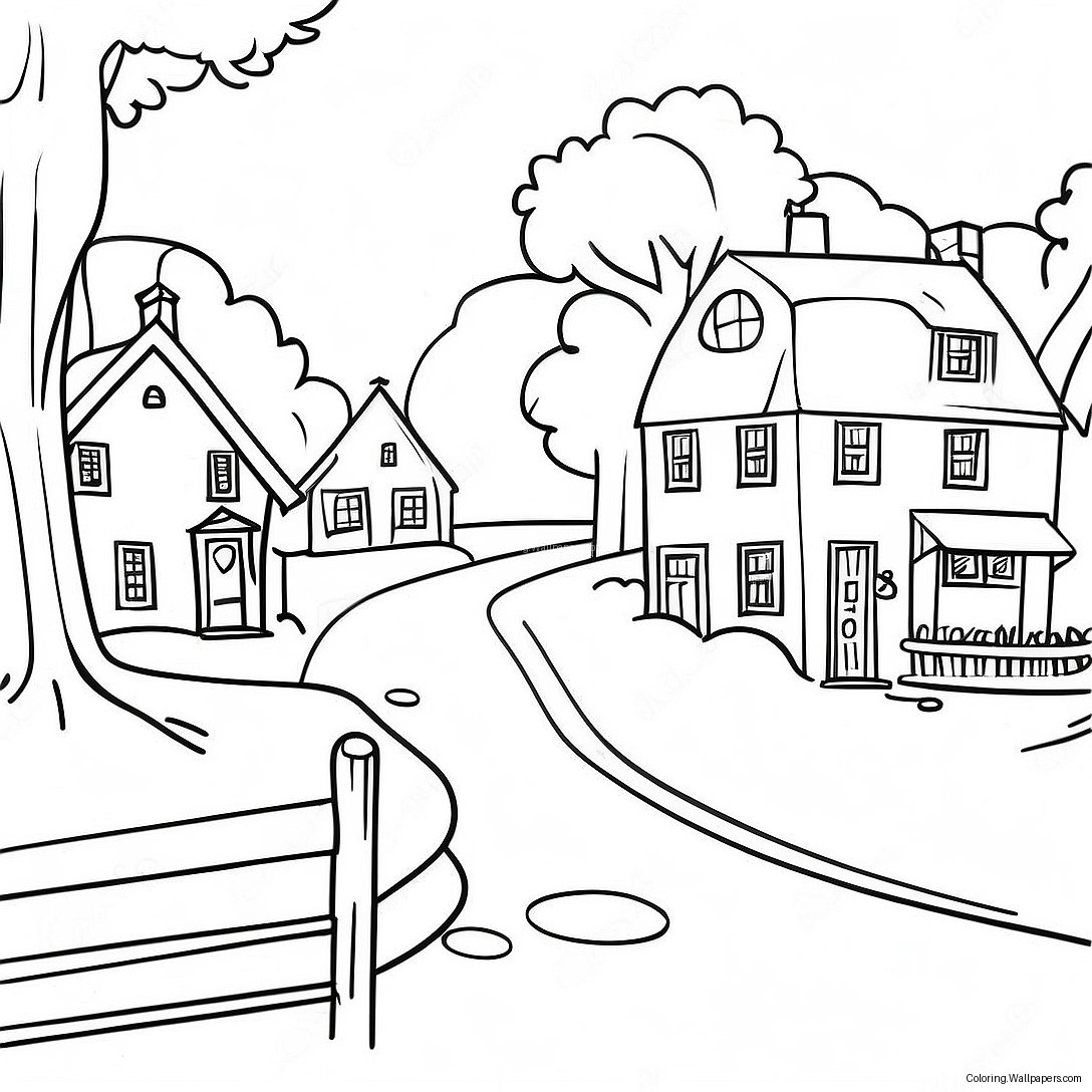 Charming Vermont Village Coloring Page 42150