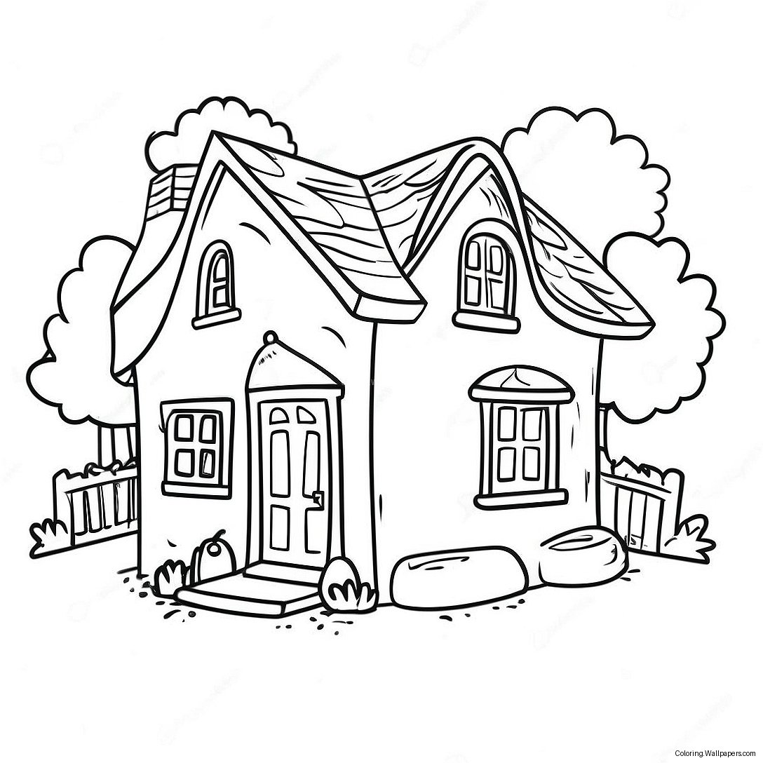 Charming Village House Coloring Page 25434