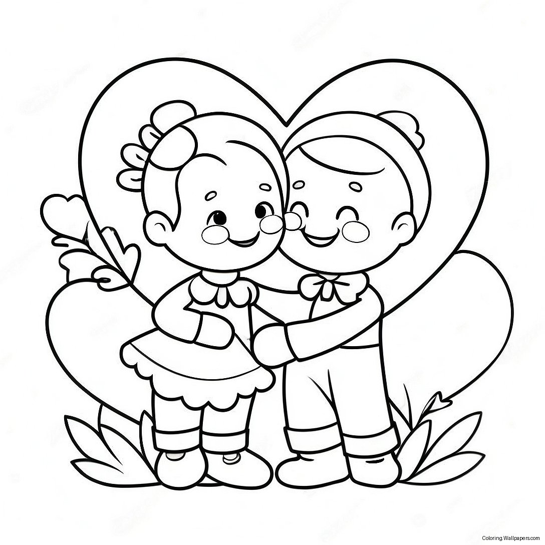Charming Vintage Valentine Card Coloring Page 49705