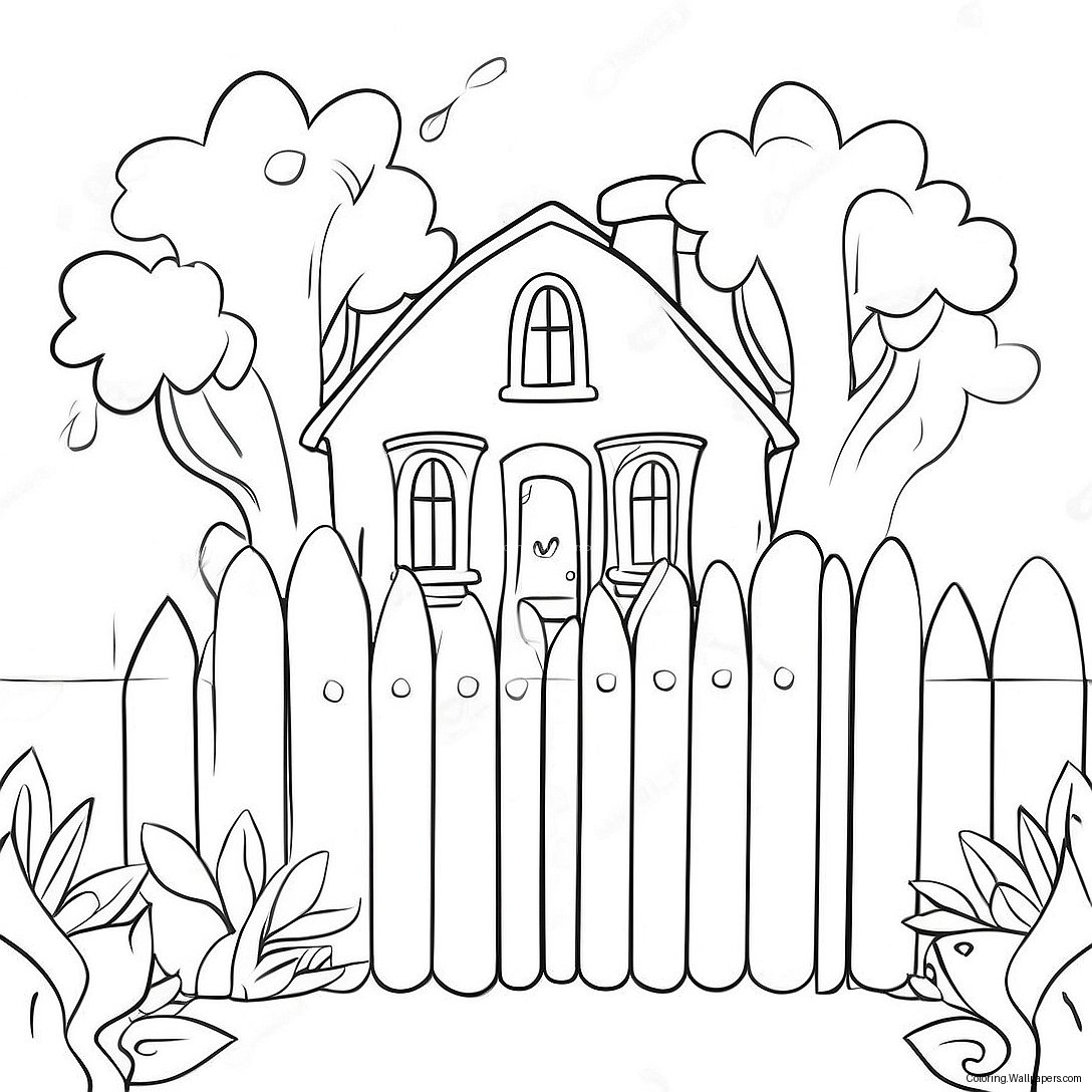 Charming White Picket Fence Coloring Page 54502