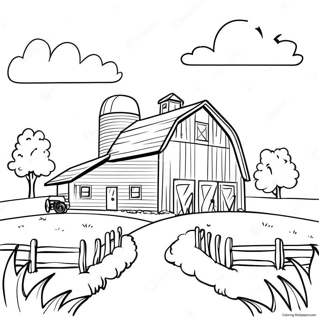 Charming Wisconsin Farm Scene Coloring Page 24800