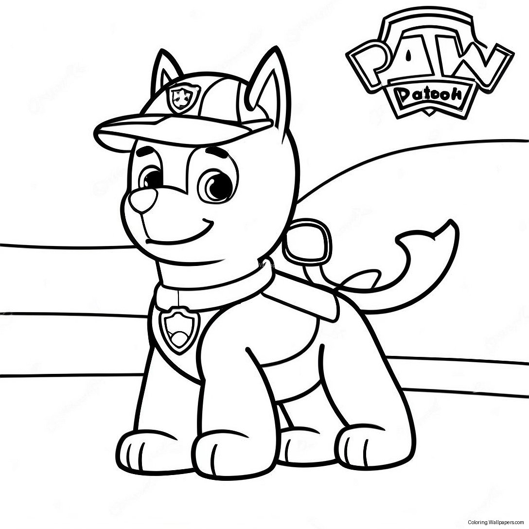 Chase Fra Paw Patrol I Aksjon Fargeleggingsark 12037