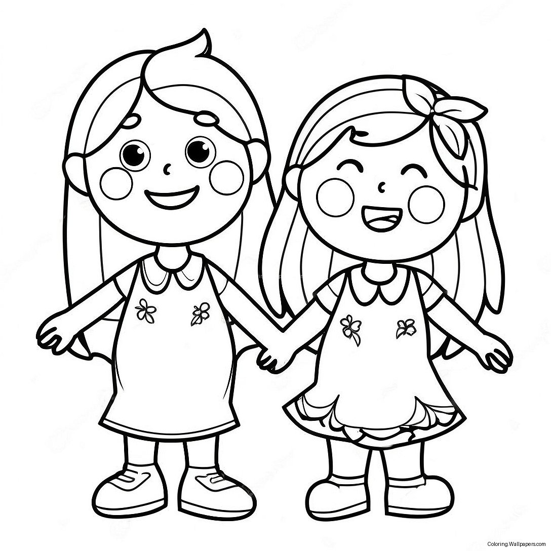 Cheerful 2nd Grade Students Coloring Page 34446