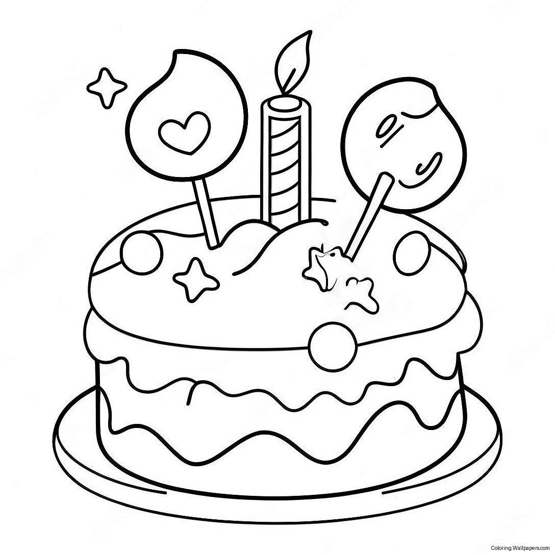 Cheerful Birthday Cake For Grammy Coloring Page 47330