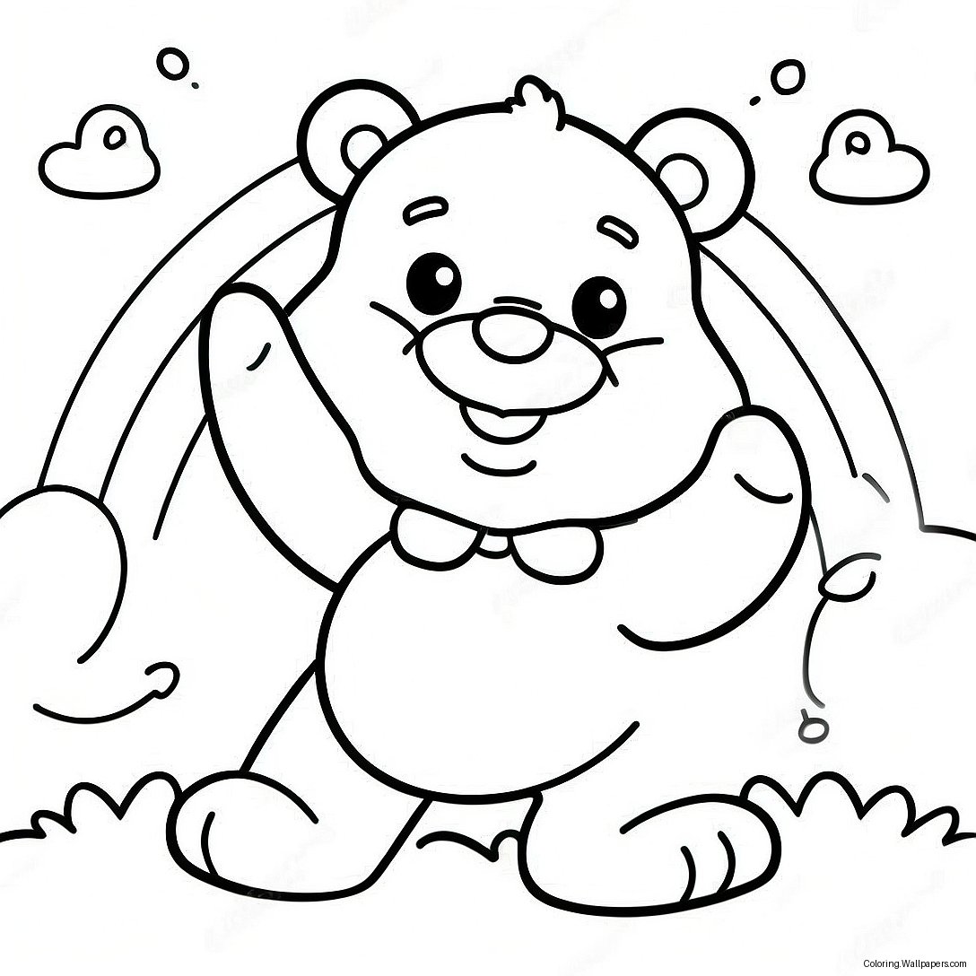 Gökkuşağı Ile Neşeli Care Bear Boyama Sayfası 21925