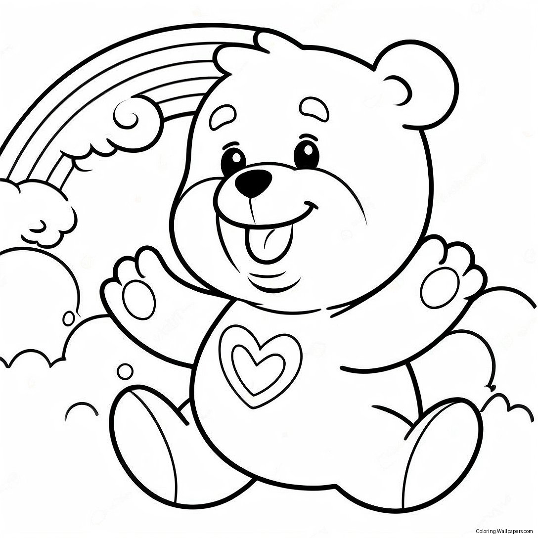 Gökkuşağı Ile Neşeli Care Bear Boyama Sayfası 21926