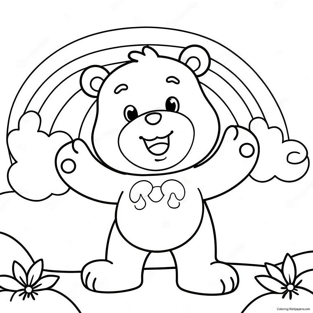 Gökkuşağı Ile Neşeli Care Bear Boyama Sayfası 21927