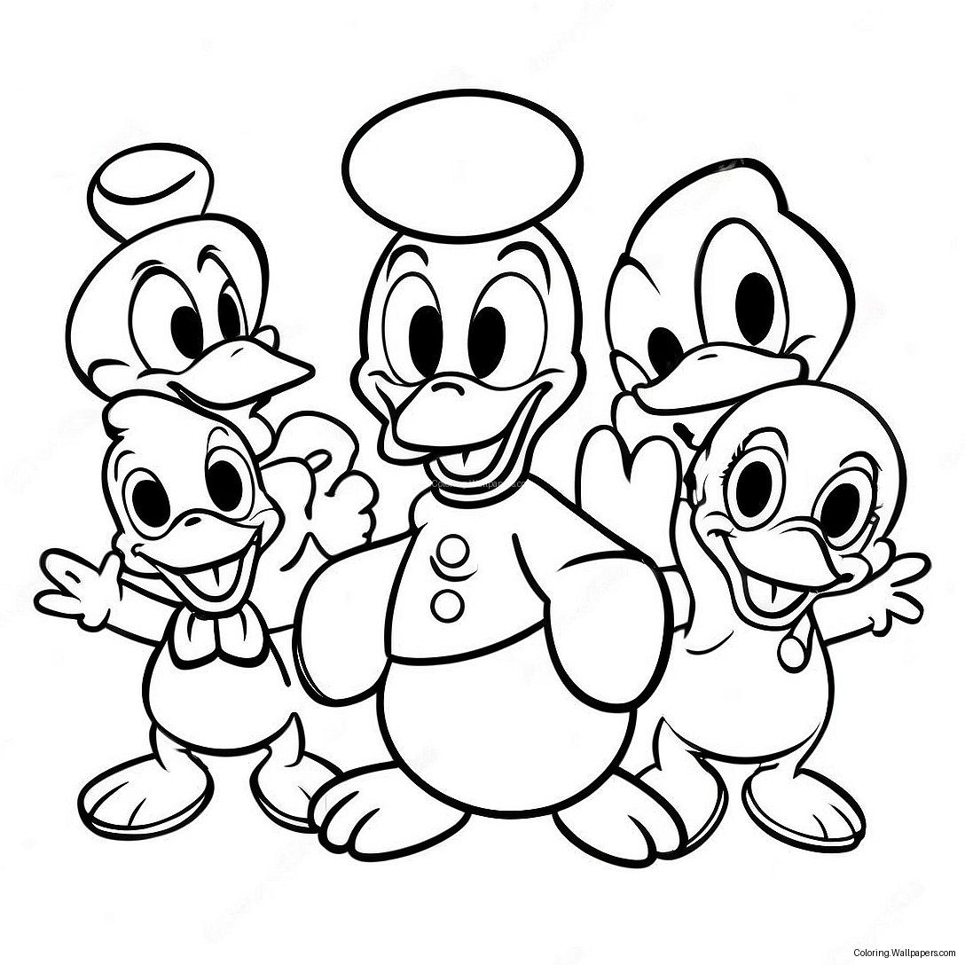 Página Para Colorir Do Pato Donald Alegre Com Amigos 1340