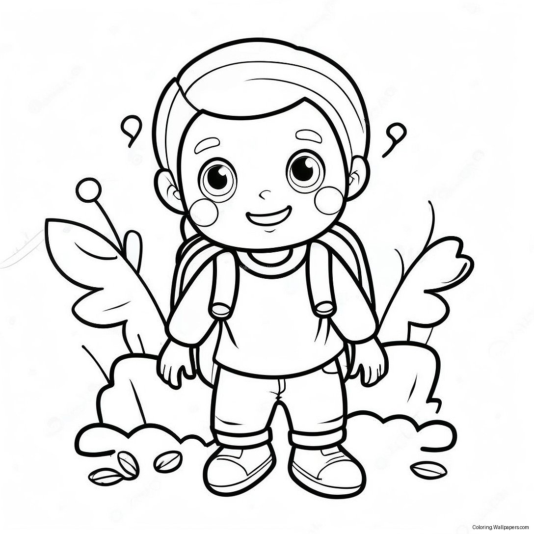 Cheerful First Grader With Backpack Coloring Page 34458