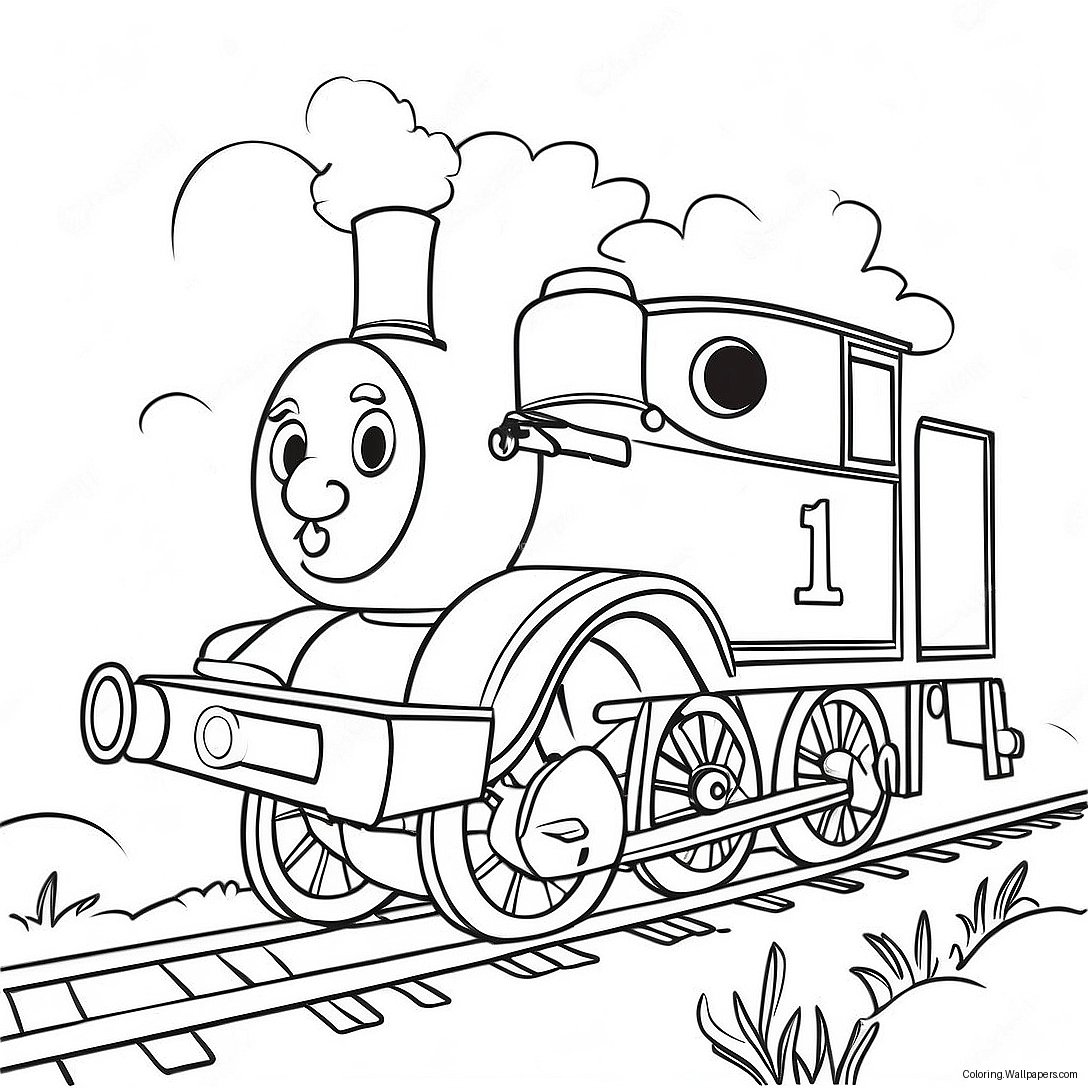 Cheerful Henry The Green Engine Coloring Page 49716