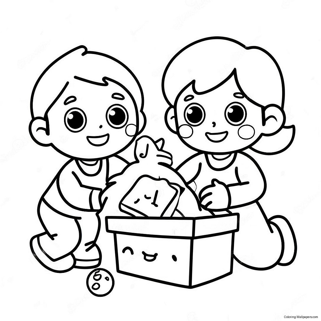 Cheerful Kids Collecting Food Coloring Page 55395