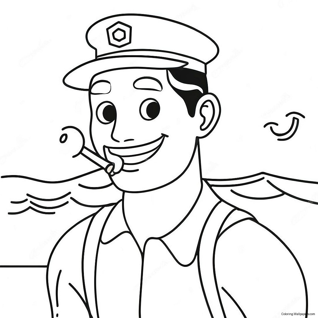 Cheerful Lifeguard With Whistle Coloring Page 39731