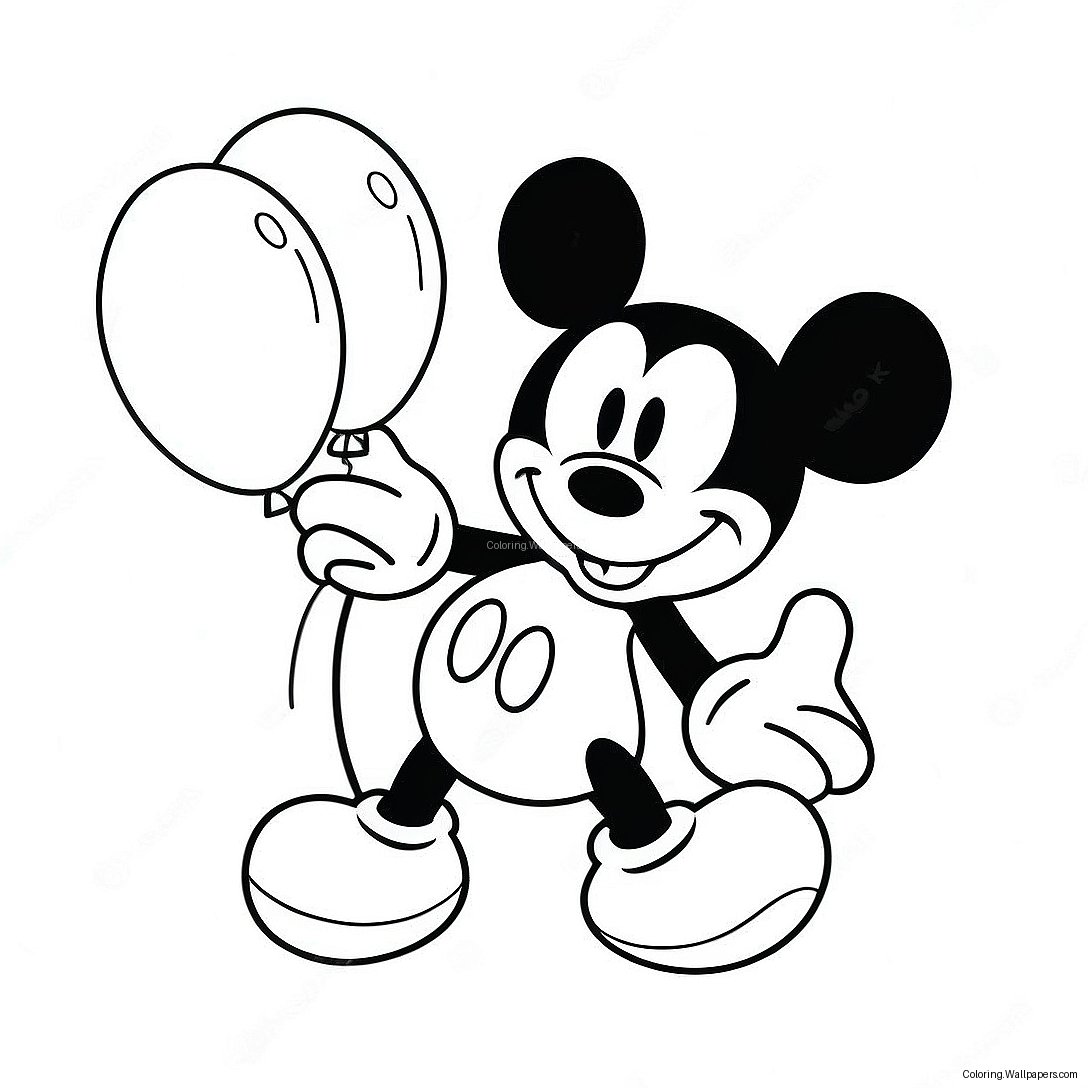 Glad Mickey Mouse Med Balloner Farvelægningssider 29479