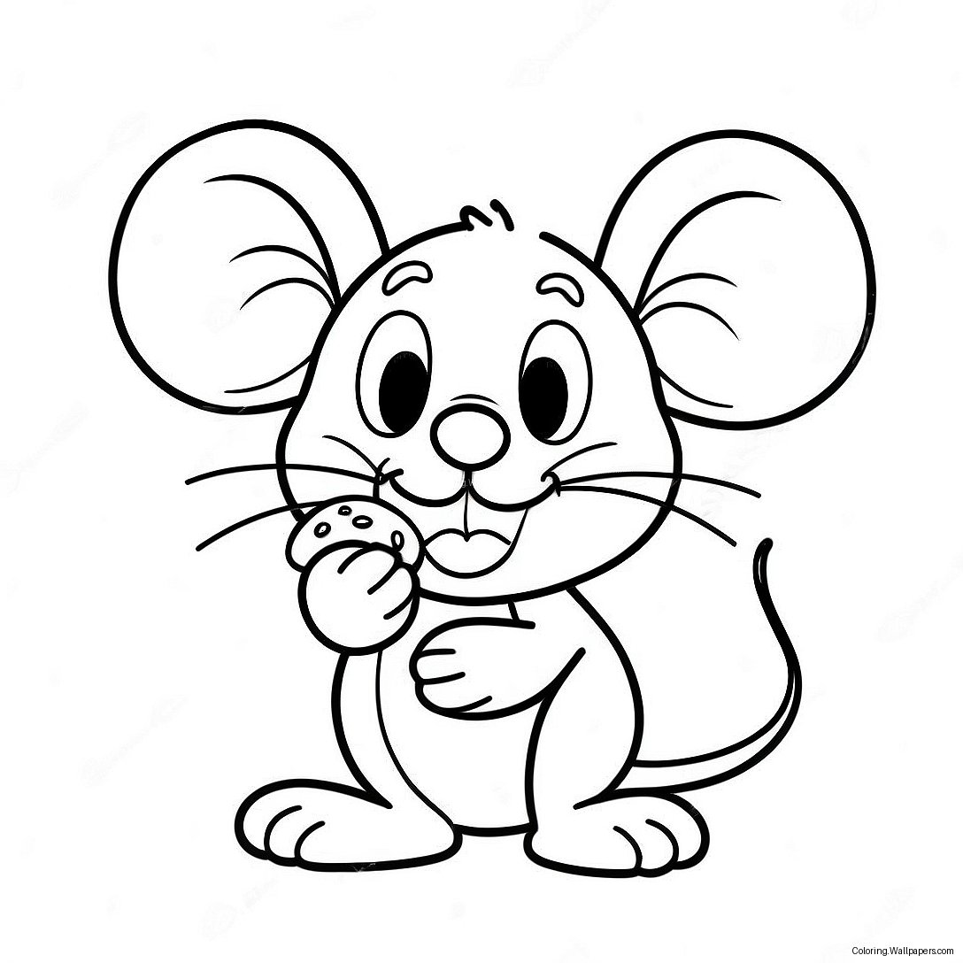 Cheerful Mouse With A Cookie Coloring Page 2450