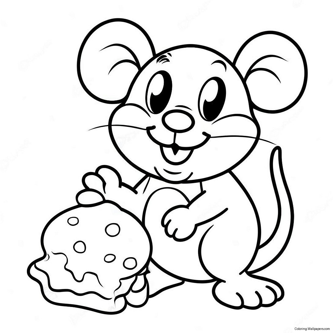 Page À Colorier Souris Joyeuse Avec Un Cookie 2452