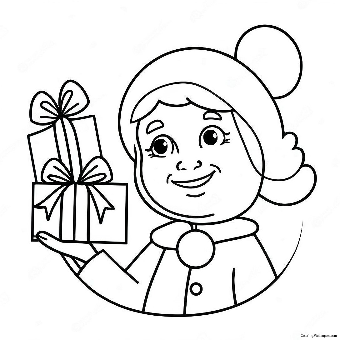 Cheerful Mrs Claus With Gifts Coloring Page 8316