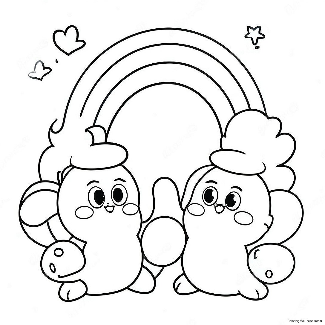 Cheerful Purple Rainbow Friends Coloring Page 14050