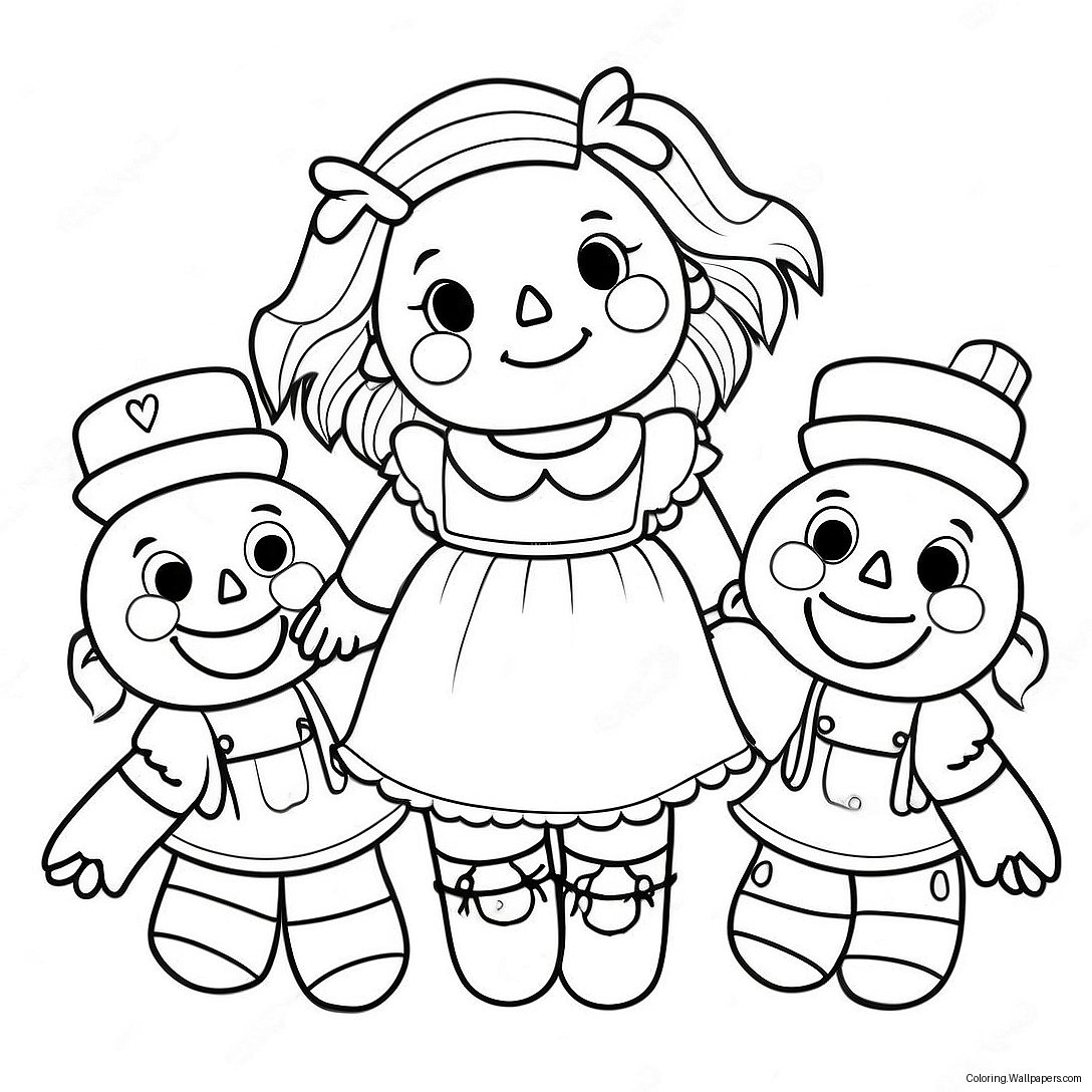 Glad Raggedy Ann Med Venner Farvelægningsside 26306