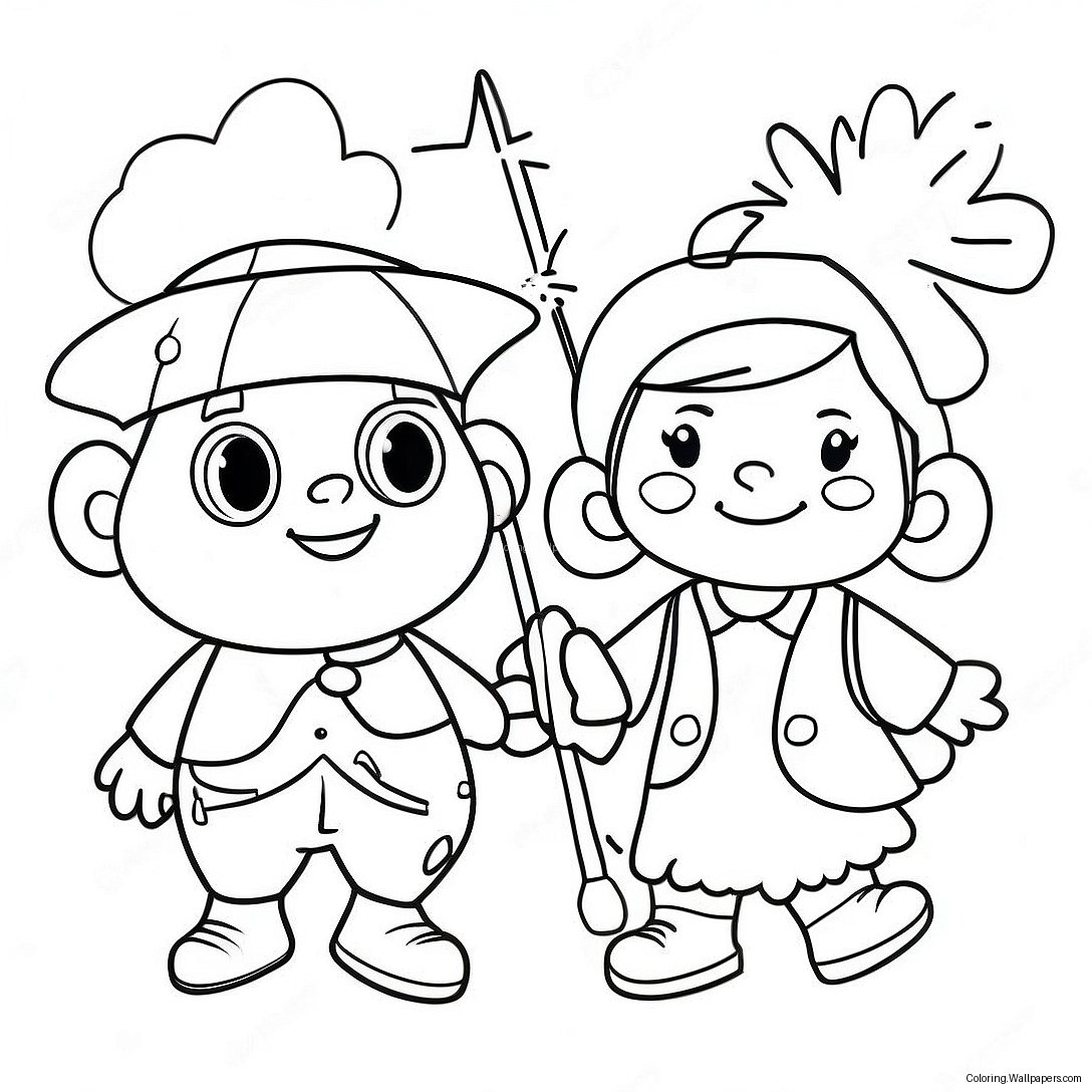 Cheerful Rhyme Time Town Characters Coloring Page 54047