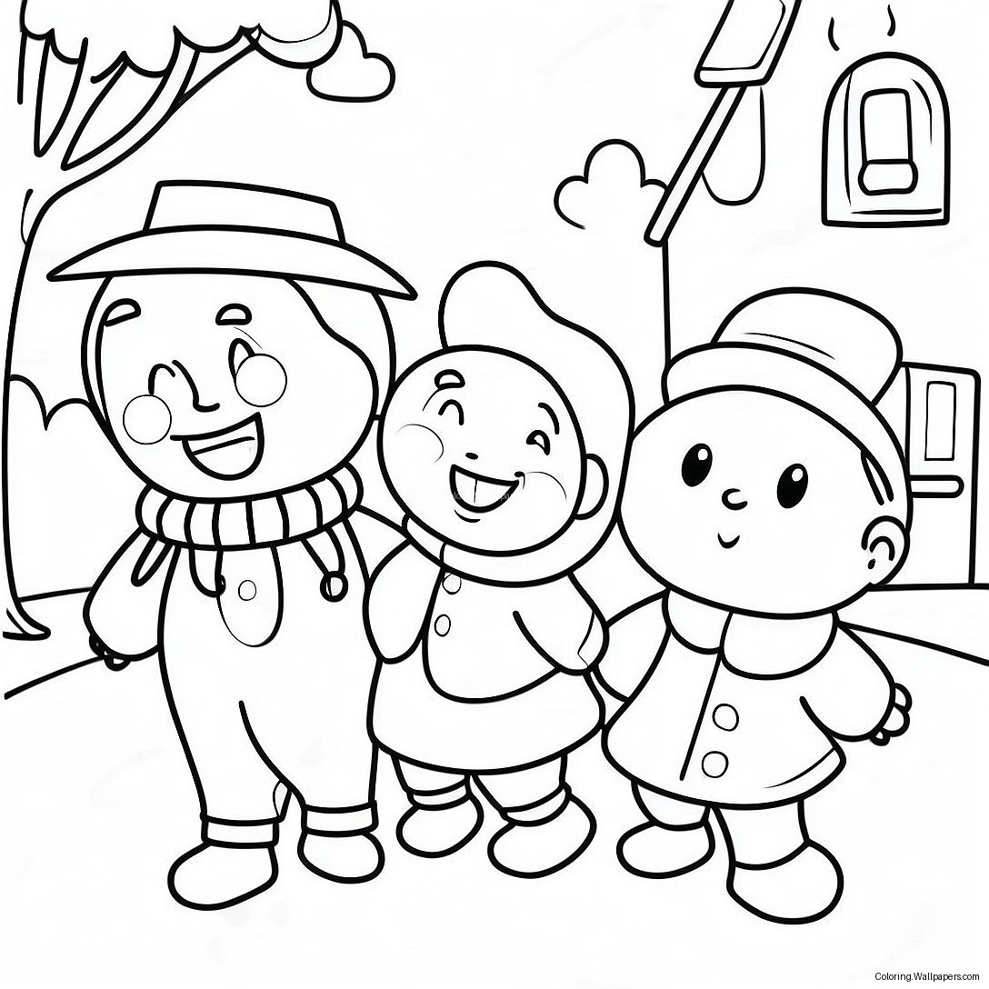 Cheerful Rhyme Time Town Characters Coloring Page 54048