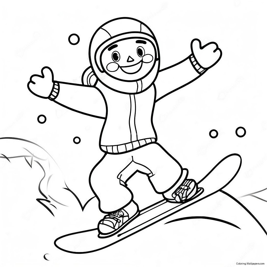 Cheerful Snowboarder Coloring Page 25326