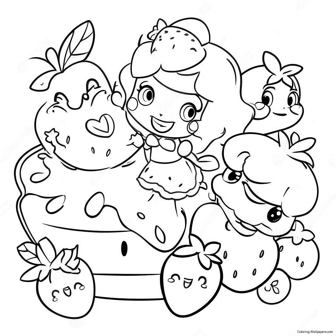 Cheerful Strawberry Shortcake With Friends Coloring Page 58327