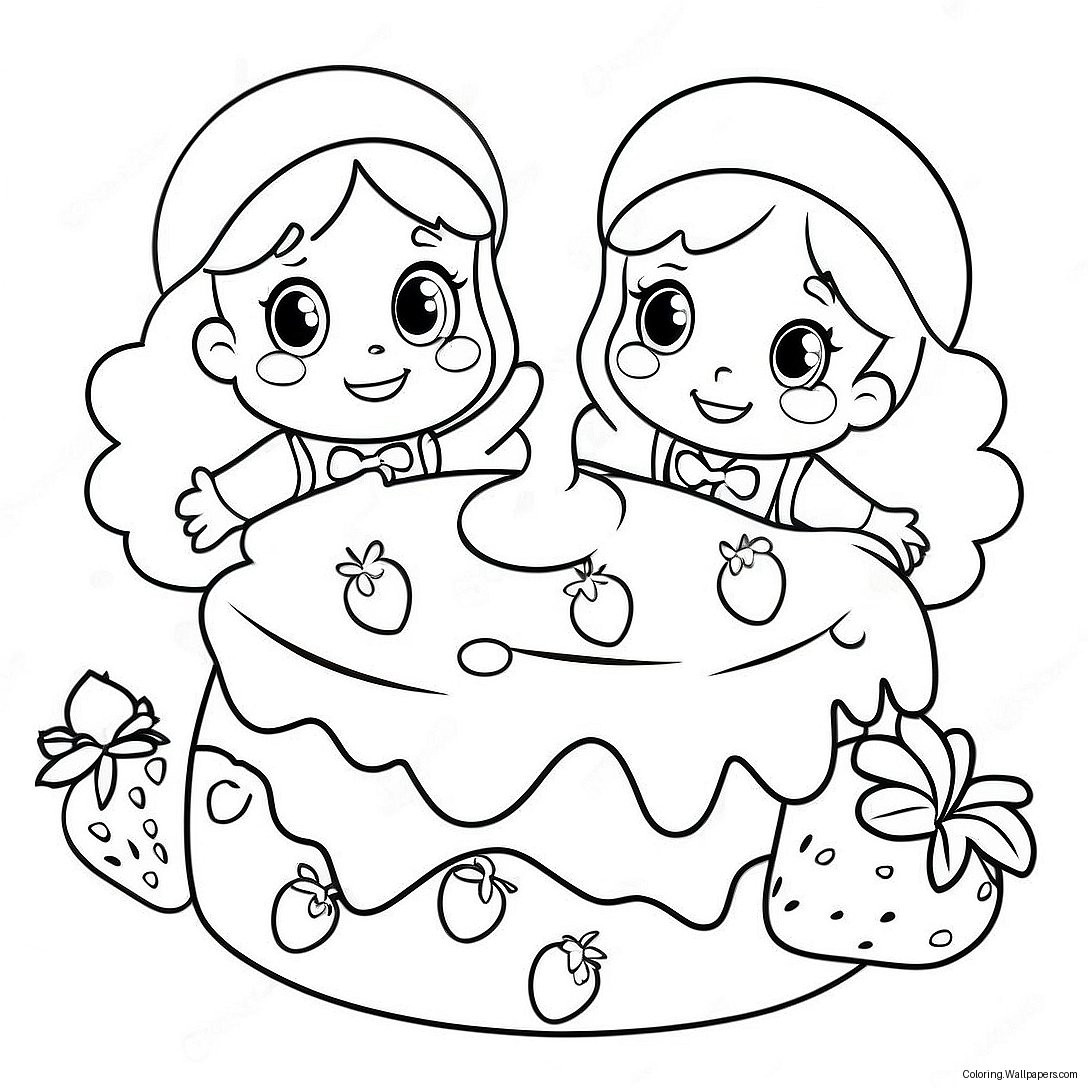 Cheerful Strawberry Shortcake With Friends Coloring Page 58328