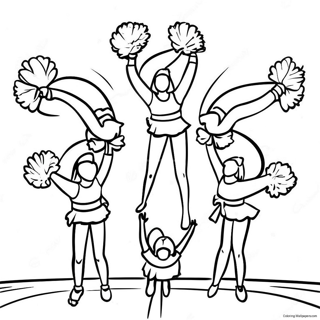 Cheerleading Squad Performing Stunts Coloring Page 21965