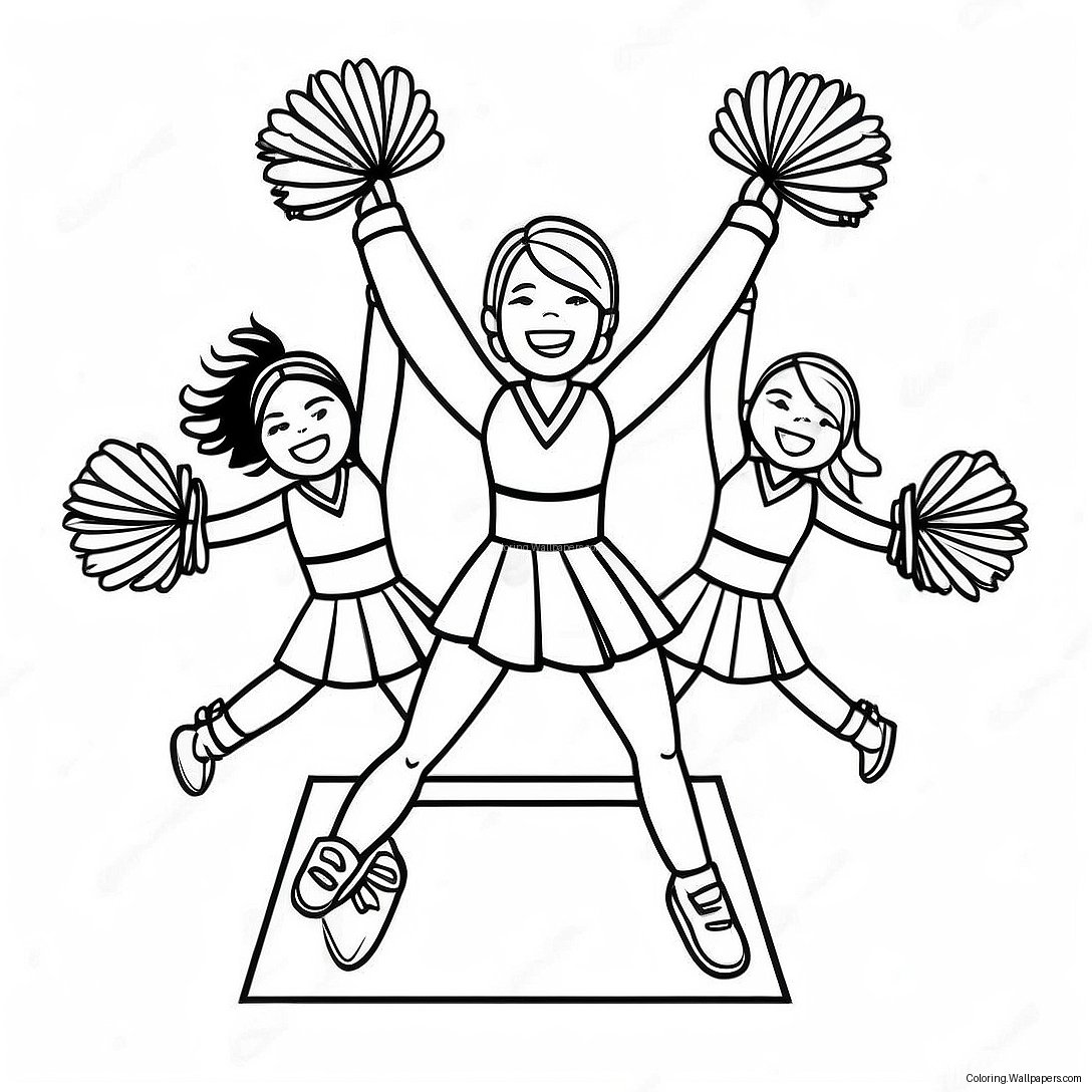 Cheerleading Squad Performing Stunts Coloring Page 21966