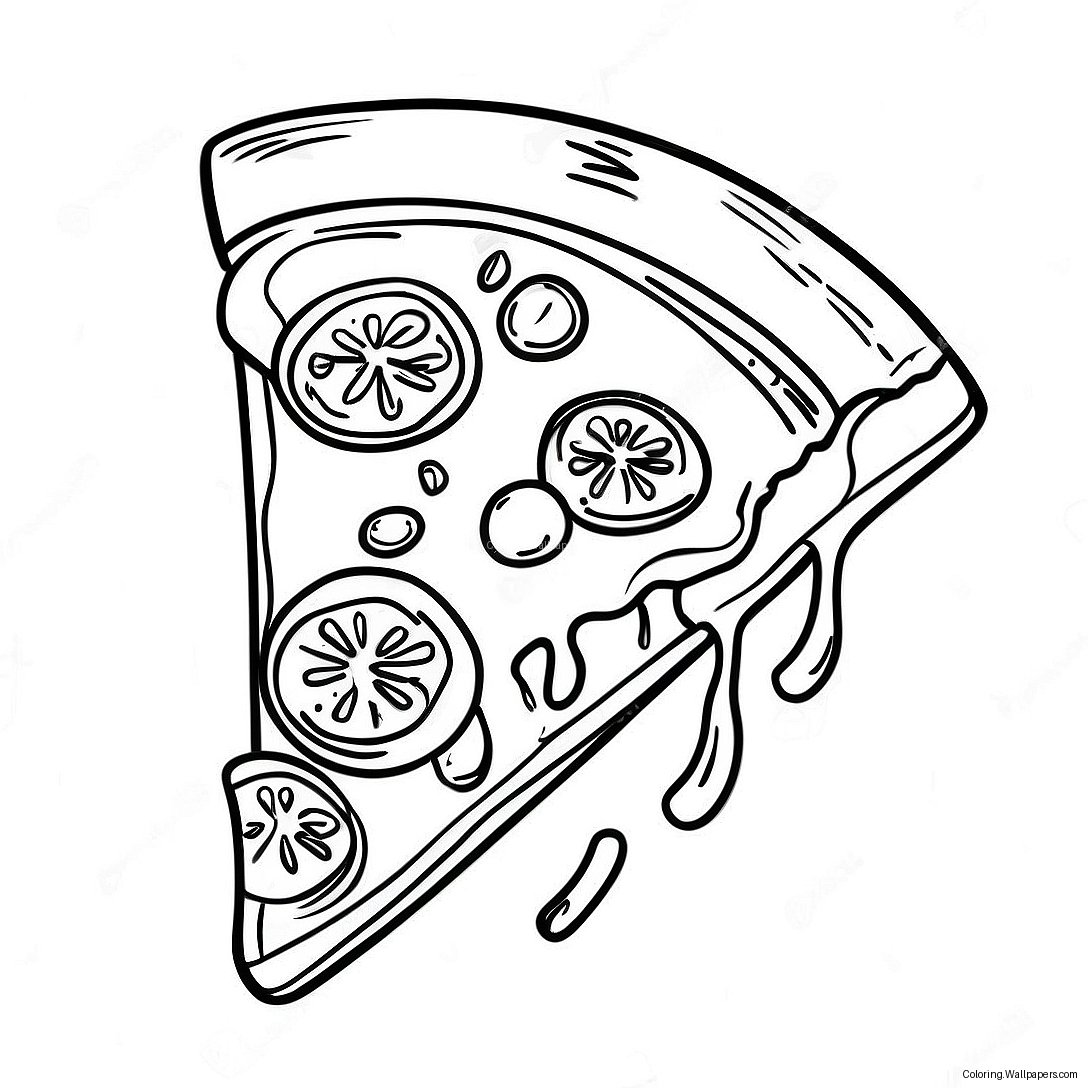 Cheesy Pizza Slice Coloring Page 33013