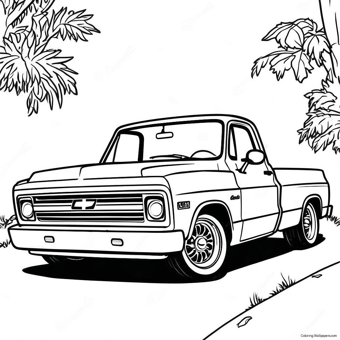 Страница Раскраски В Винтажном Стиле Chevy C10 37473