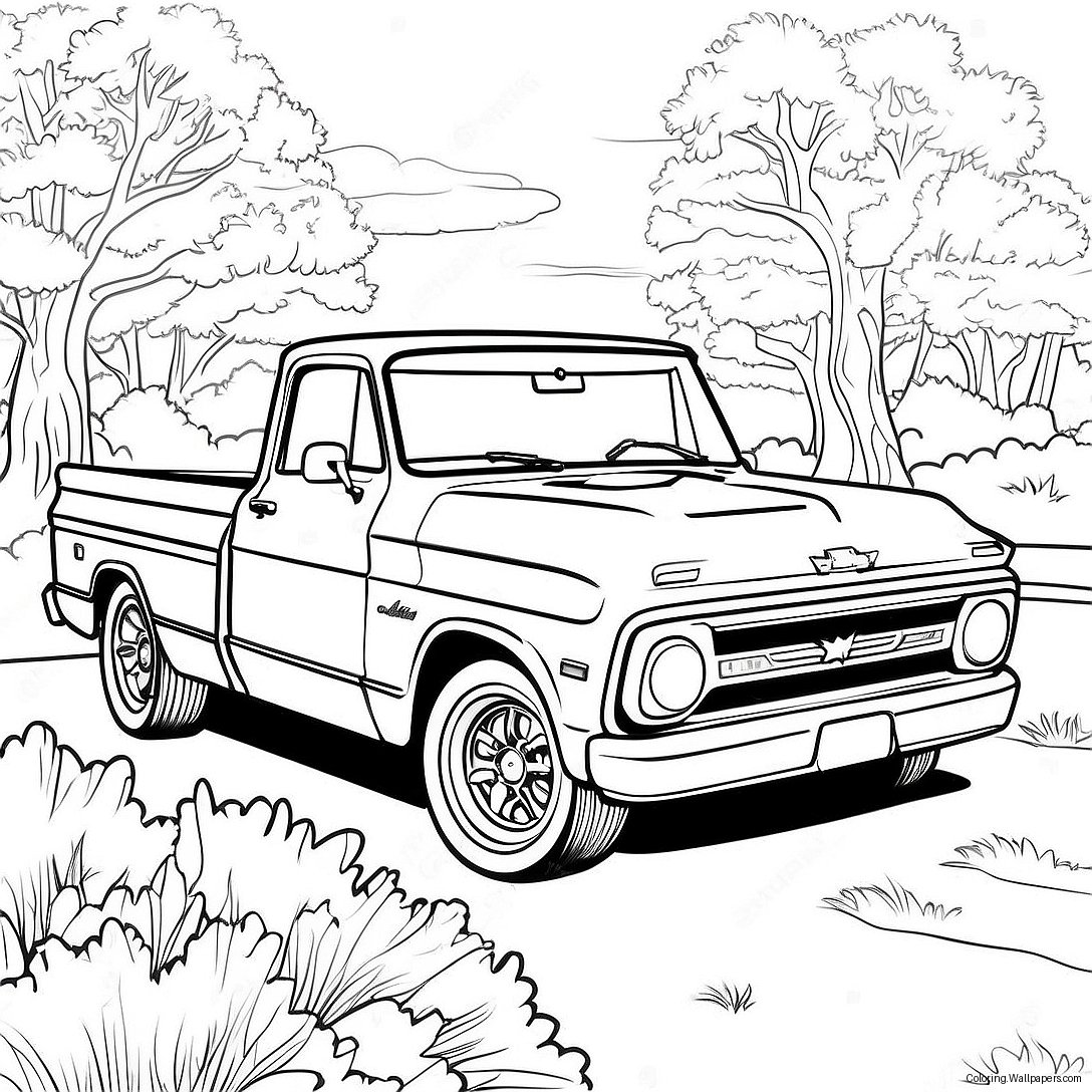 Chevy C10 Vintage Style Coloring Page 37475