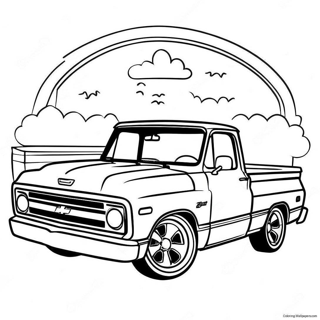 Chevy C10 Vintage Style Coloring Page 37476