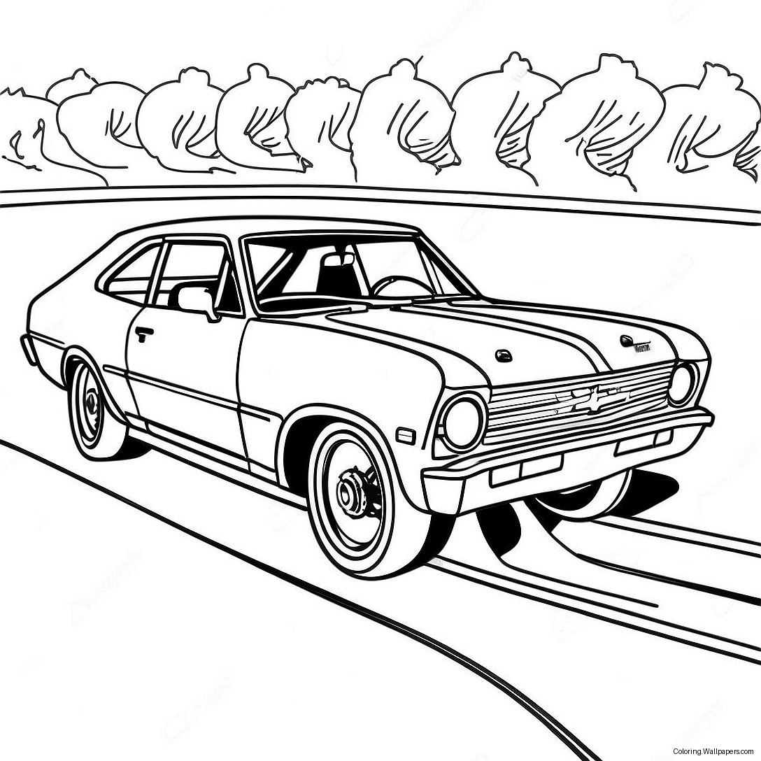 Página Para Colorir Da Ação De Corrida Do Chevy Nova 41527