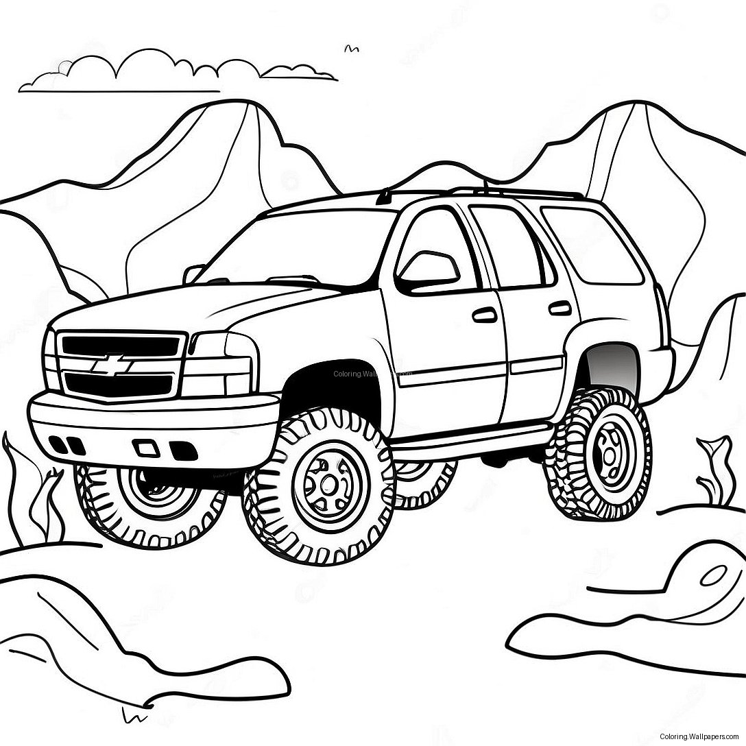 Pagina Da Colorare Dell'avventura Off-Road Della Chevy Tahoe 25398