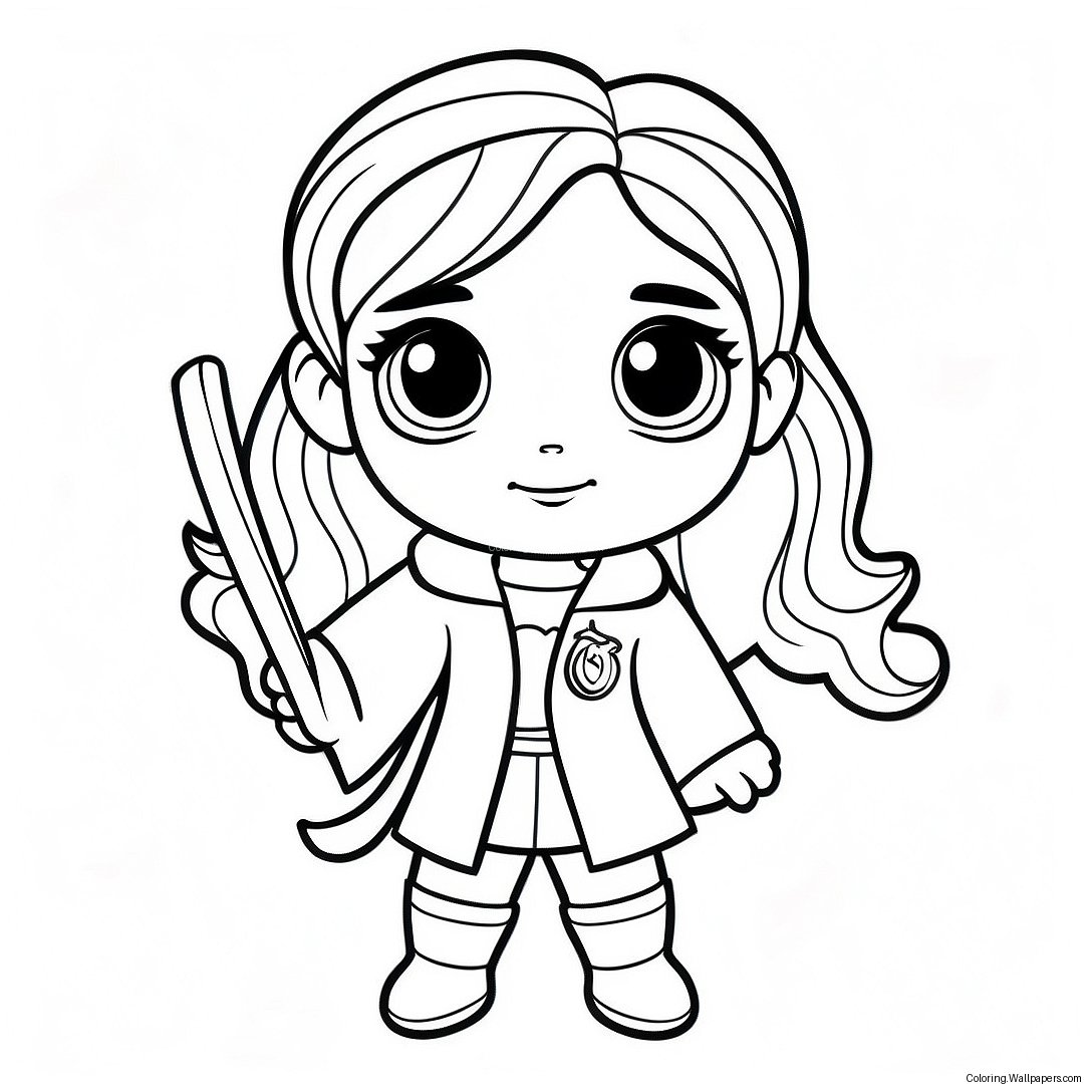 Página Para Colorir Da Chibi Hermione Granger Com Varinha 31030