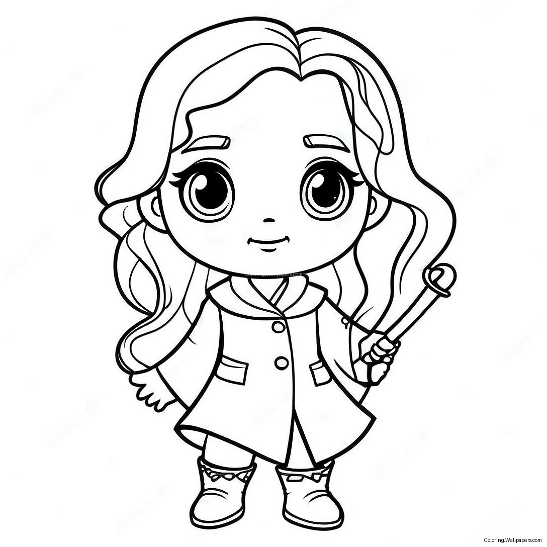 Chibi Hermione Granger Med Tryllestav Fargeleggingsark 31031