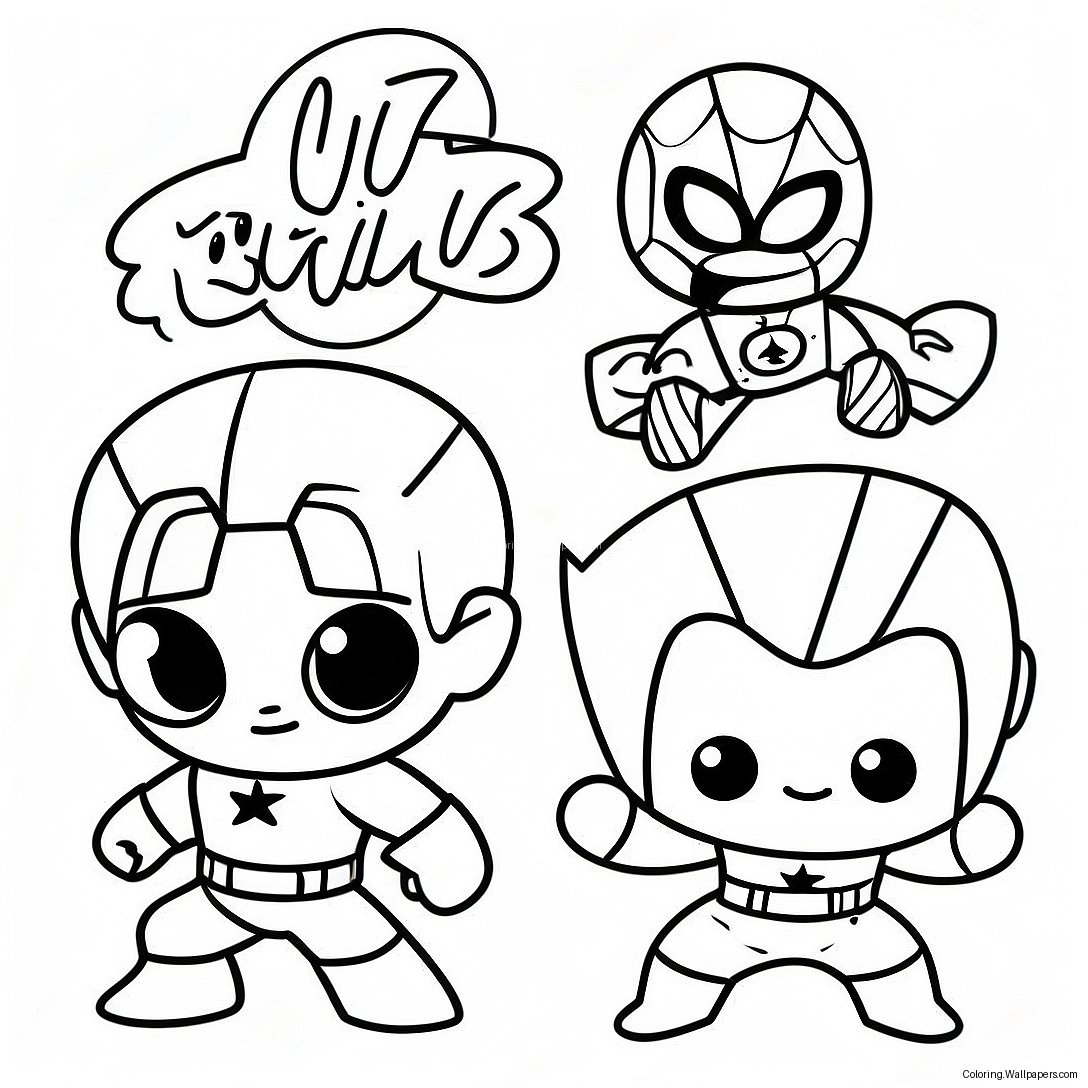 Chibi Marvel Superheroes Coloring Page 28224