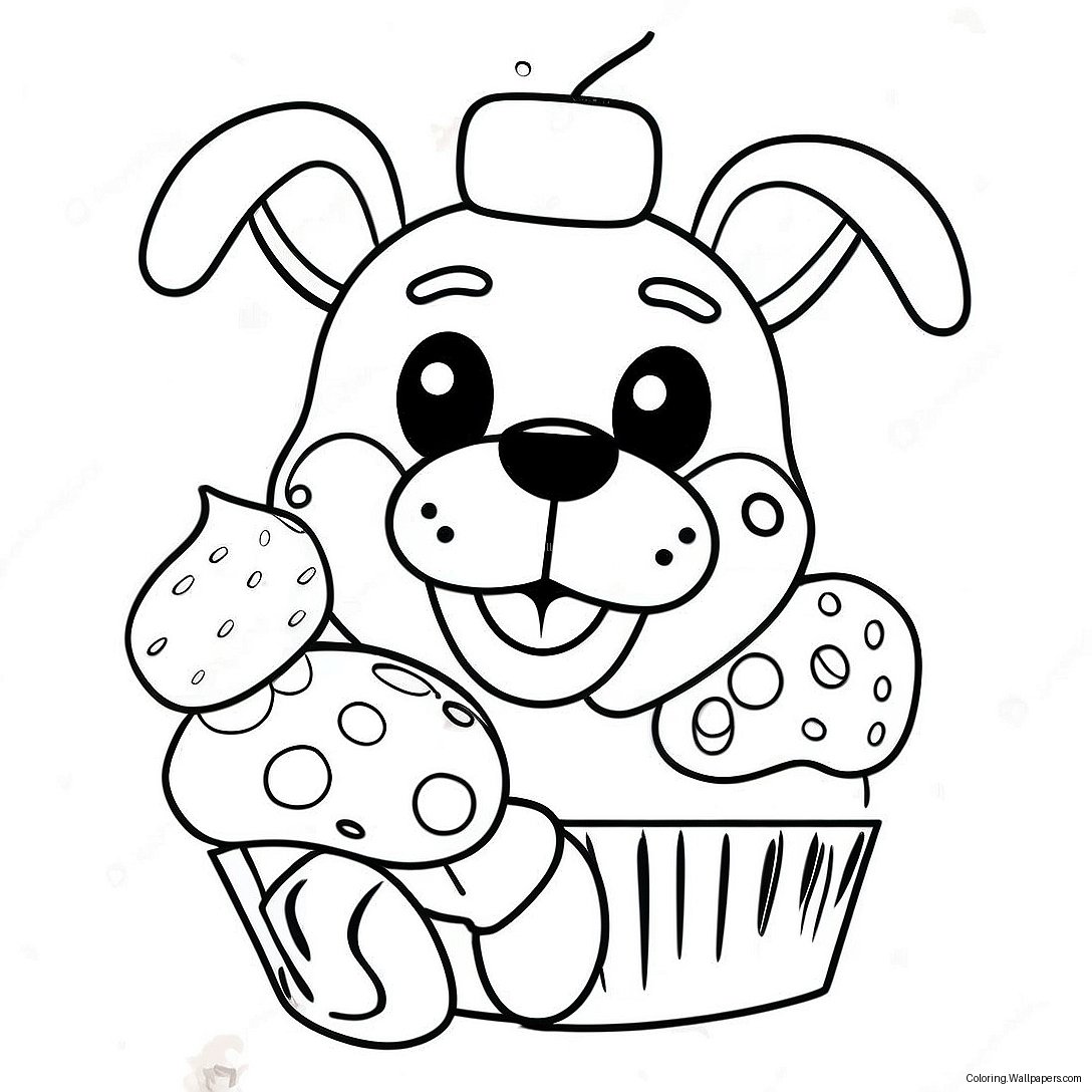 Chica Fnaf Med Cupcake Målarbild 20165