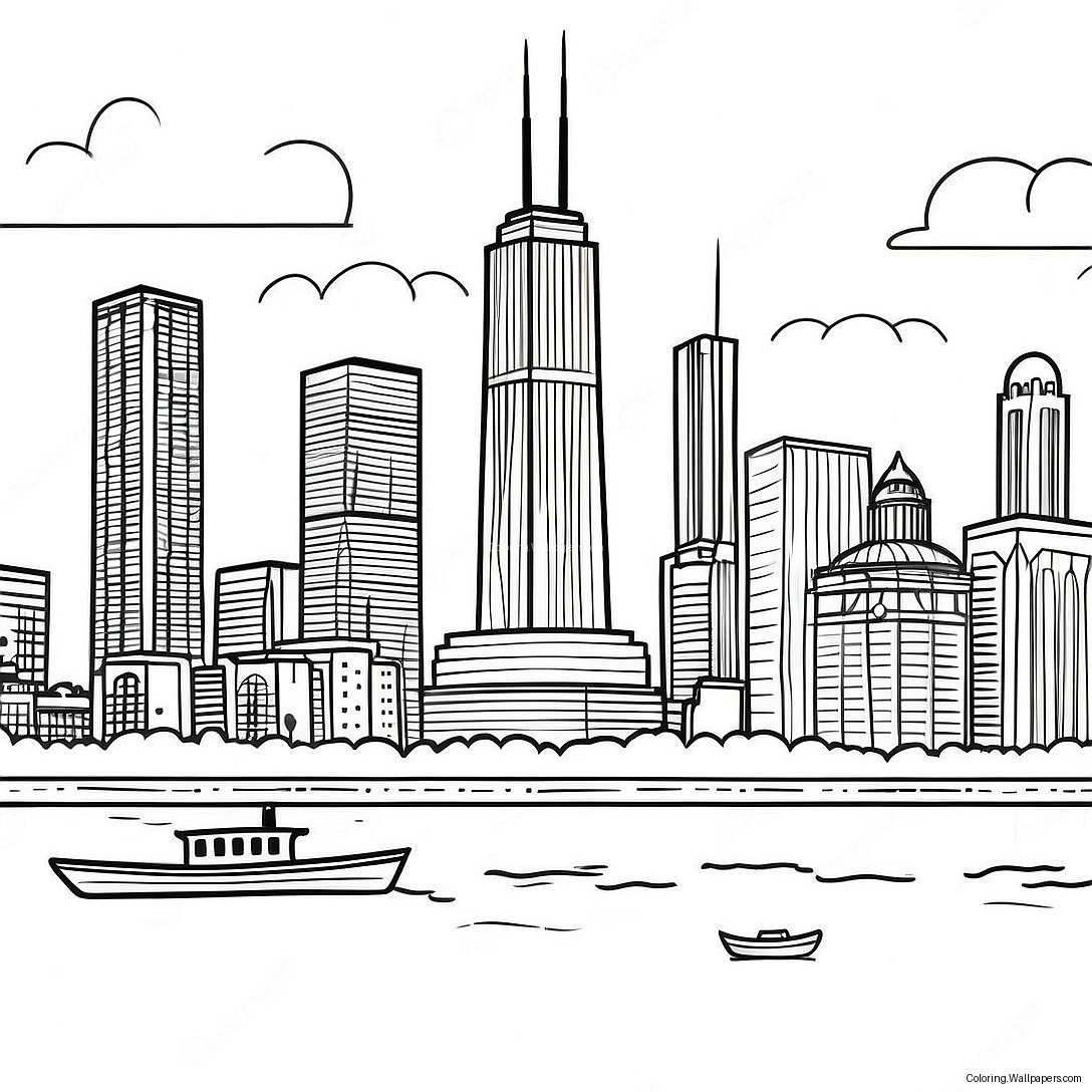 Chicago Skyline Ausmalbild 16579